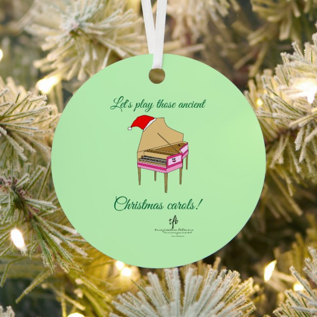 Harriet Harpsichord Christmas Carols Metal Tree Decoration (Insitu)