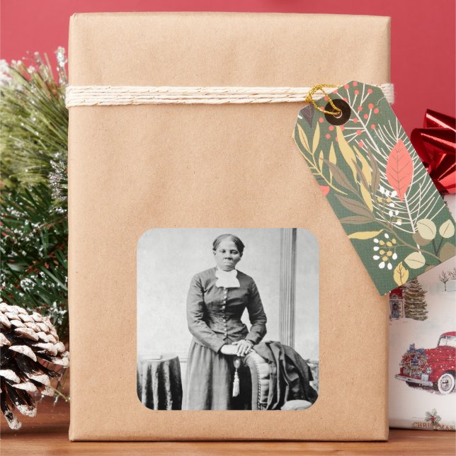 Harriet Tubman Conductor Underground Railroad Square Sticker (Holiday)