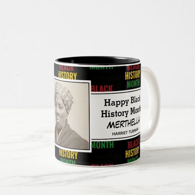 HARRIET TUBMAN Personalised | Black History Month Two-Tone Coffee Mug (Front Right)