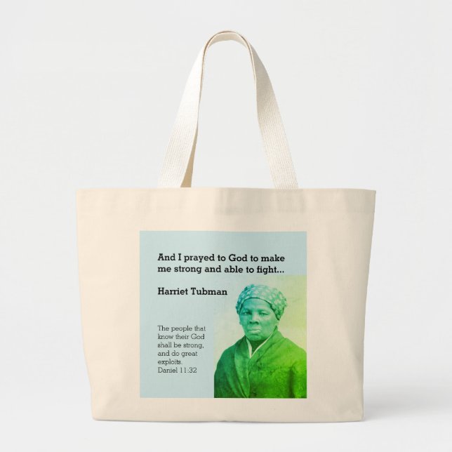 HARRIET TUBMAN Quote Custom Scripture BLUE Large Tote Bag (Front)