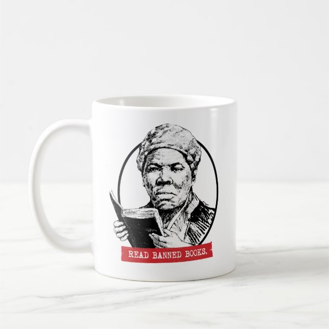 Harriet Tubman Reads Banned Books Coffee Mug (Left)