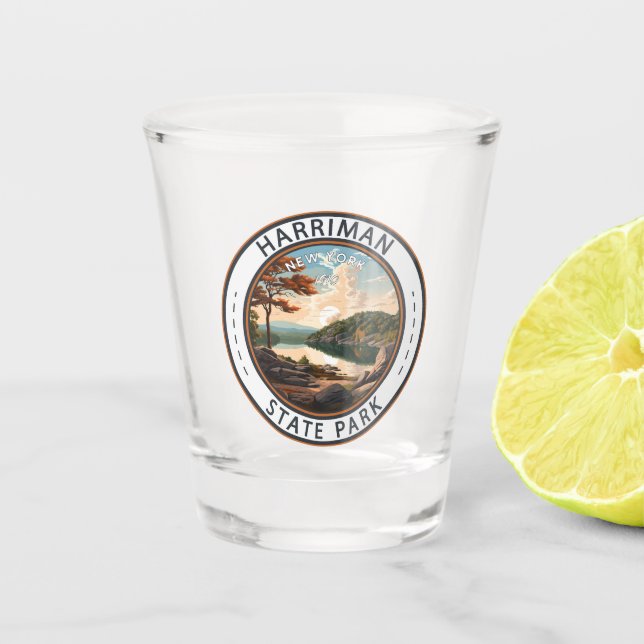 Harriman State Park New York Badge Shot Glass (Front)