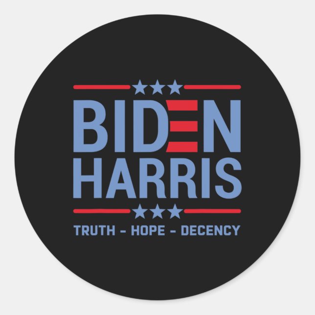 Harris 2020 Truth Hope Decency  Classic Round Sticker (Front)