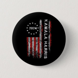 Harris 2024 American Flag Kamaka Supporter 1 6 Cm Round Badge