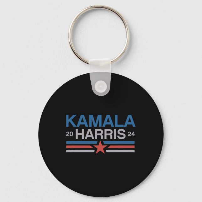 Harris 2024 Bold Retro Stripe Star  Key Ring (Front)