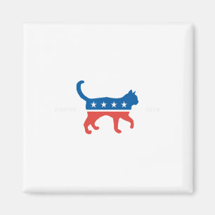 Harris 2024 Democrat Cat - Vote For Kamala W Elect Magnet