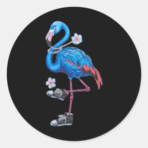 Harris 2024 Flamingo Trendy Retro Style With Sneak Classic Round Sticker