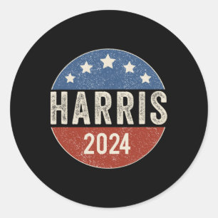 Harris 2024 For President Campaign Us Flag Classic Round Sticker