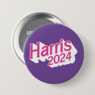 Harris 2024 Pink and Purple Colourful 7.5 Cm Round Badge