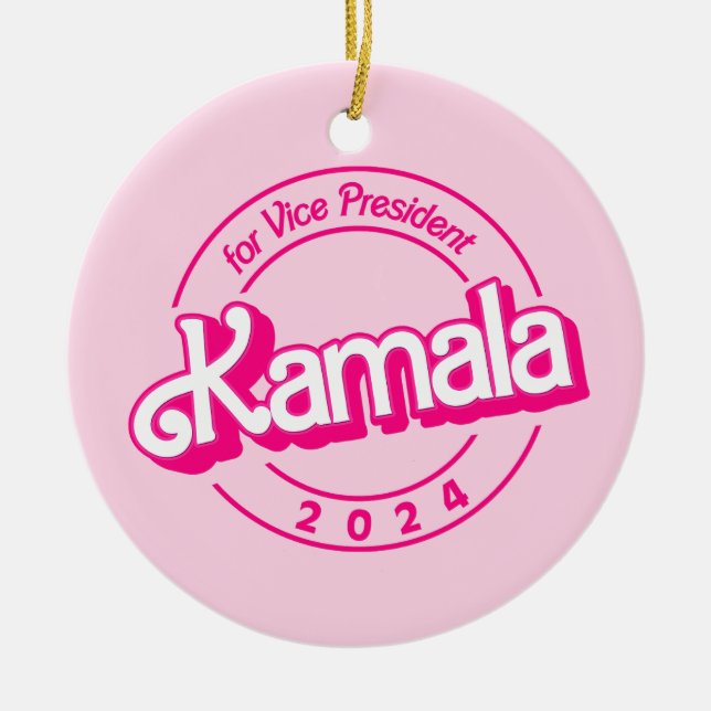 Harris 2024 Pink Colourful Ceramic Ornament (Front)