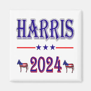 Harris 2024 Pres Democrat Donkeys USA Flag Magnet