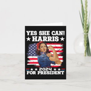 Harris 2024 President Election Kamala Yes She Can Card