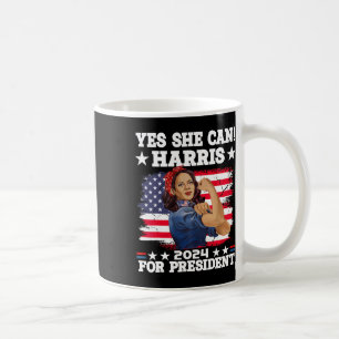 Harris 2024 President Election Kamala Yes She Can Coffee Mug
