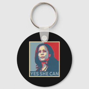 Harris 2024 President Election Kamala Yes She Can  Key Ring