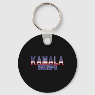 Harris 2024 President Red White Blue Flag America Key Ring