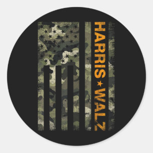 Harris 2024 President Usa Camouflage Dudes Walz Wa Classic Round Sticker