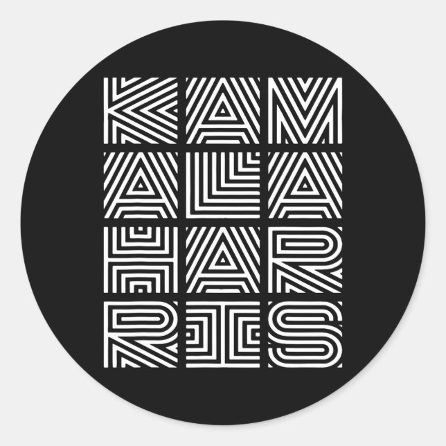 Harris 2024 Quilted Geometry Lettering  Classic Round Sticker (Front)