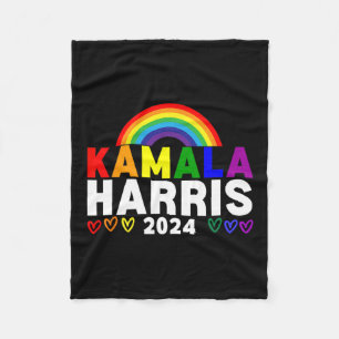 Harris 2024 Rainbow Gay Pride Lgbt Election Fleece Blanket