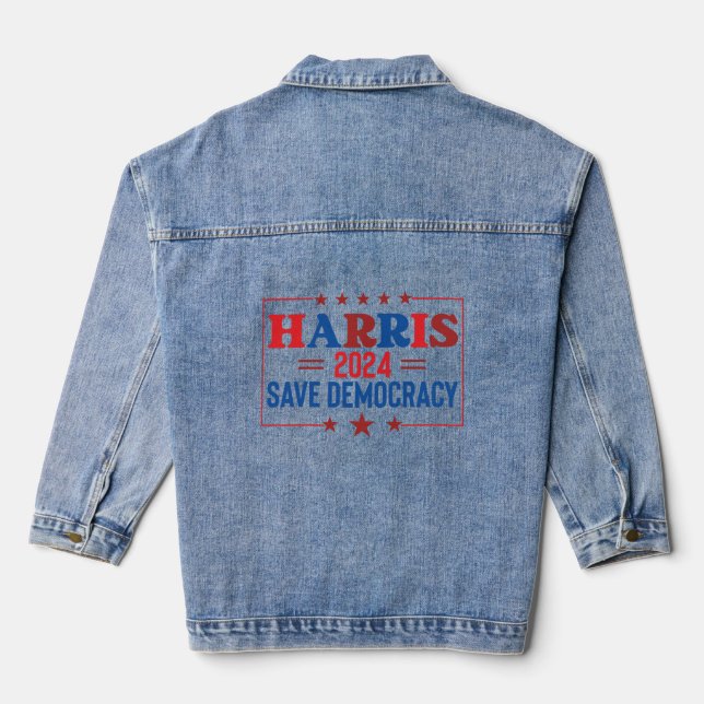 Harris 2024 Save Democracy Campaign Denim Jacket (Back)