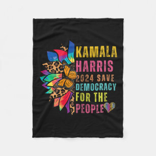 Harris 2024 Save Democracy For The People Sunflowe Fleece Blanket