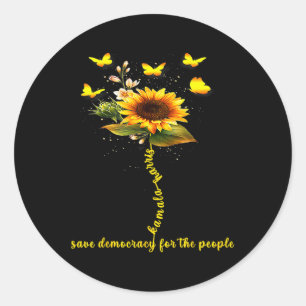 Harris 2024 Sunflower Save Democracy For The Peopl Classic Round Sticker