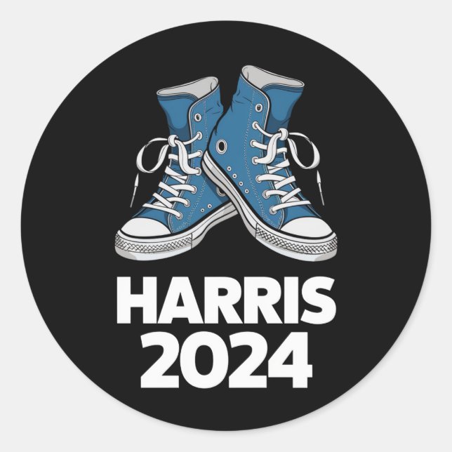 HARRIS 2024 Vote President Kamala Election Sneaker Classic Round Sticker (Front)