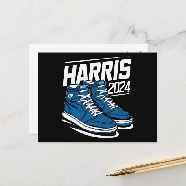 Harris 24 Vote President Kamala Election Sneakers Postcard (Front/Back In Situ)