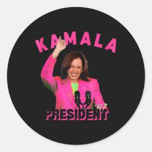 Harris Aka For President 47 Pink Comma La 2024 Wom Classic Round Sticker