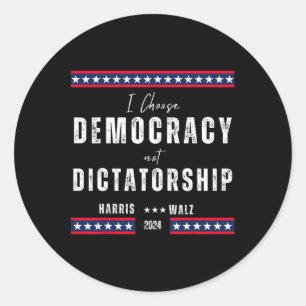 Harris & Tim Wheimer 2024 - Democracy Over Dic Classic Round Sticker