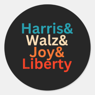 Harris And W Joy Liberty Vintage Retro Tim Waltz K Classic Round Sticker