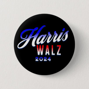 Harris and Walz Democrat POTUS 2024 6 Cm Round Badge