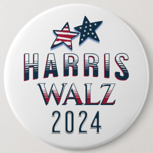 Harris and Walz Democrat POTUS 2024 Large 6 Cm Round Badge