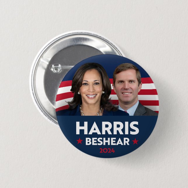 HARRIS BESHEAR 2024 6 CM ROUND BADGE (Front & Back)