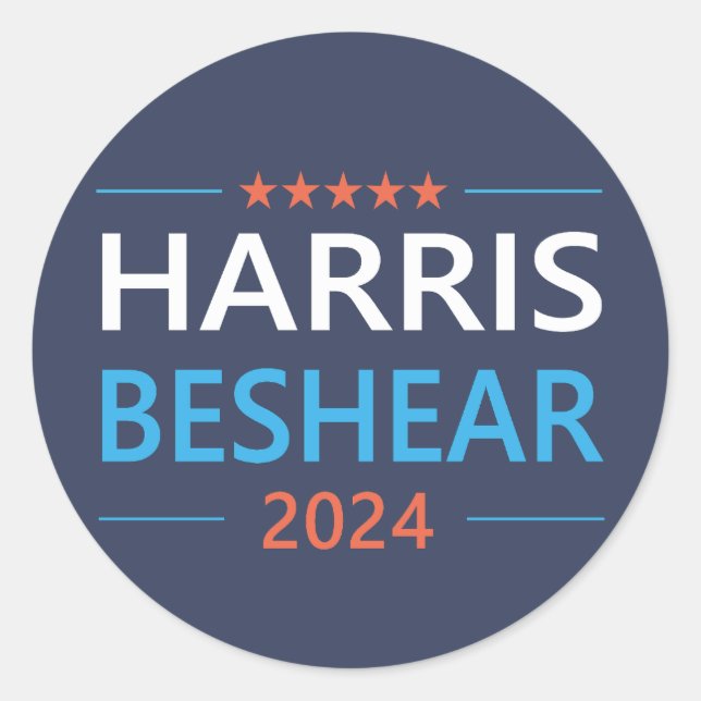 Harris Beshear 2024 Kamala Harris Democrat Classic Round Sticker (Front)