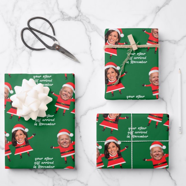 Harris Biden Funny Santa Wrapping Paper (Front)