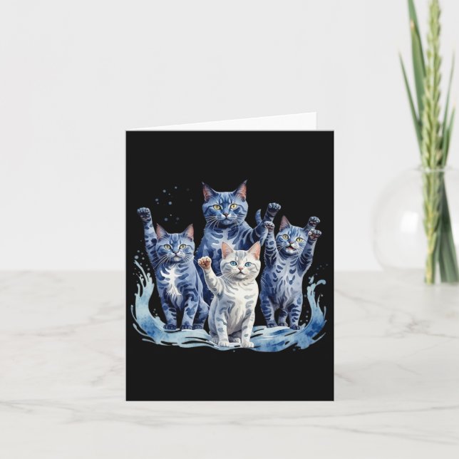 Harris Blue Cats Wave - Funny For Cat Owners 1  Card (Front)