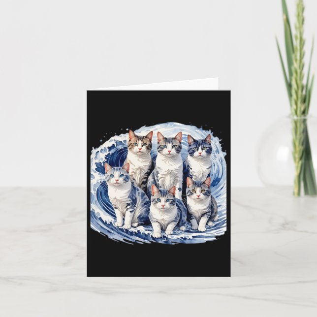 Harris Blue Cats Wave - Funny For Cat Owners  Card (Front)