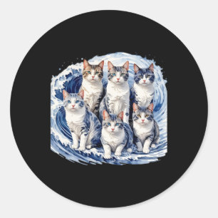 Harris Blue Cats Wave - Funny For Cat Owners  Classic Round Sticker