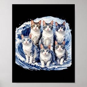 Harris Blue Cats Wave - Funny For Cat Owners Poster