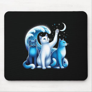 Harris Blue Cats Wave Kamala Funny For Cat Lovers Mouse Pad