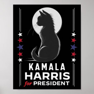 Harris Cat Ladies Vote Positive Funny 2024 Poster
