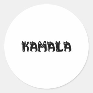 Harris Cat Lettering Positive Funny 2024 Election Classic Round Sticker
