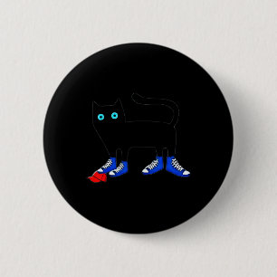 Harris Cat Wearing Blue Canvas Shoes Tramples Red 6 Cm Round Badge
