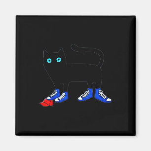 Harris Cat Wearing Blue Canvas Shoes Tramples Red Magnet