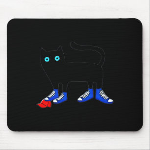 Harris Cat Wearing Blue Canvas Shoes Tramples Red Mouse Pad