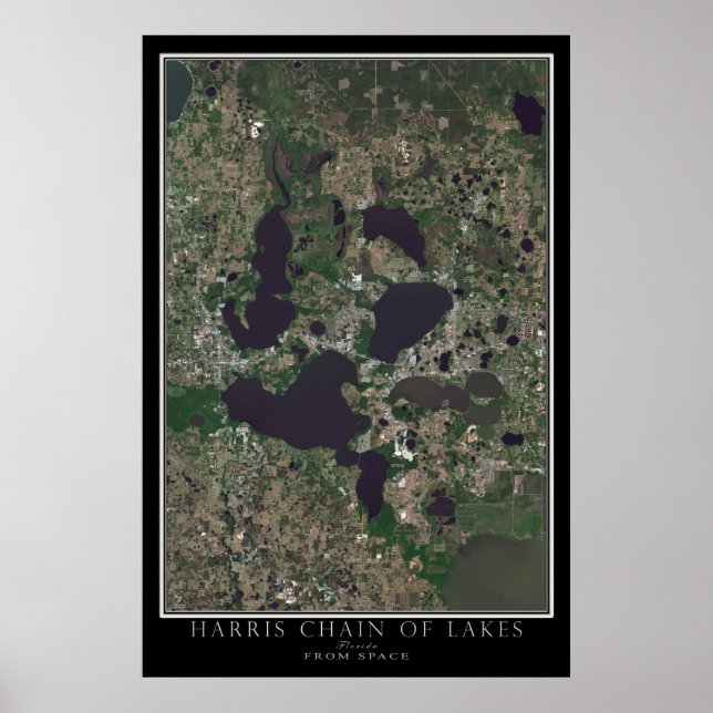 Harris Chain Of Lakes Florida From Space Satellite Poster (Front)