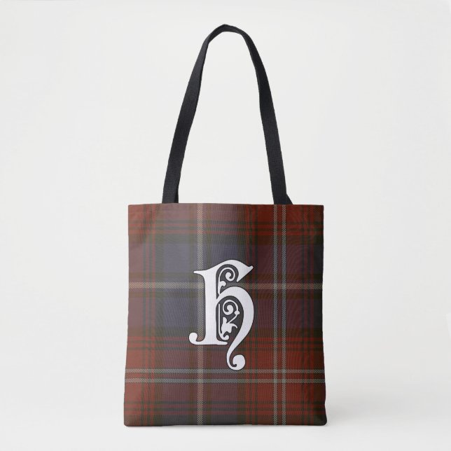 Harris Clan Tartan Monogram Tote Bag (Front)