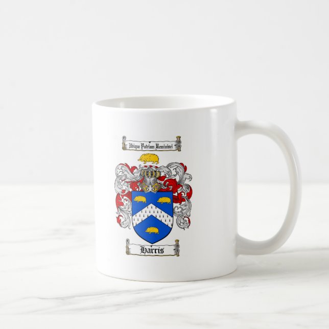 HARRIS FAMILY CREST -  HARRIS COAT OF ARMS COFFEE MUG (Right)