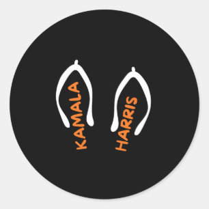 Harris Flip Flops Policy Illustration Usa Election Classic Round Sticker