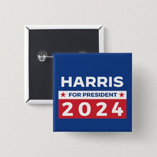 Harris for President 2024 15 Cm Square Badge (Front & Back)